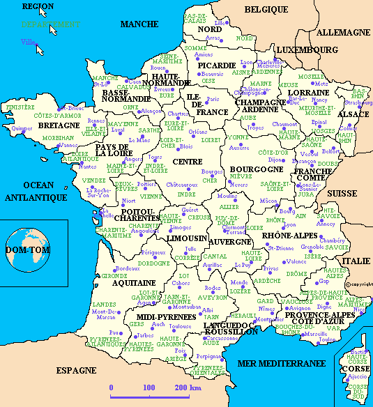 Carte de France à l‘échelle
